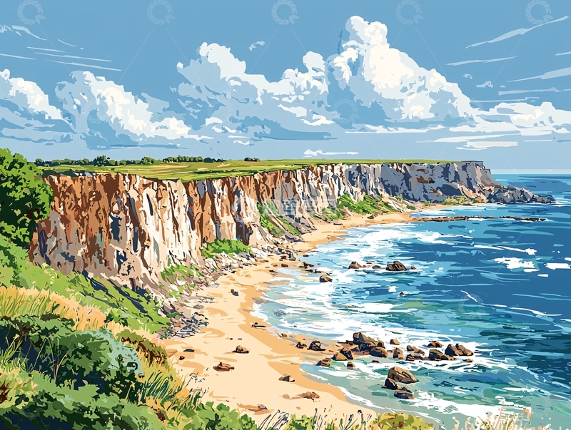 高清大图下载【趣麦麦图】海边悬崖峭壁风景画