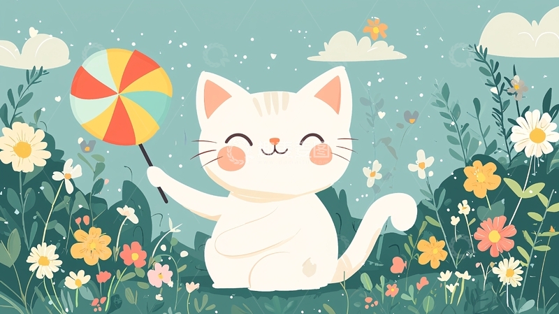 高清大图下载【趣麦麦图】可爱猫咪花园图