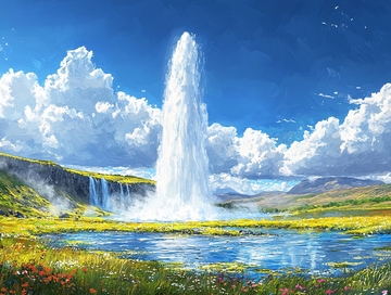 壮丽的间歇泉喷发