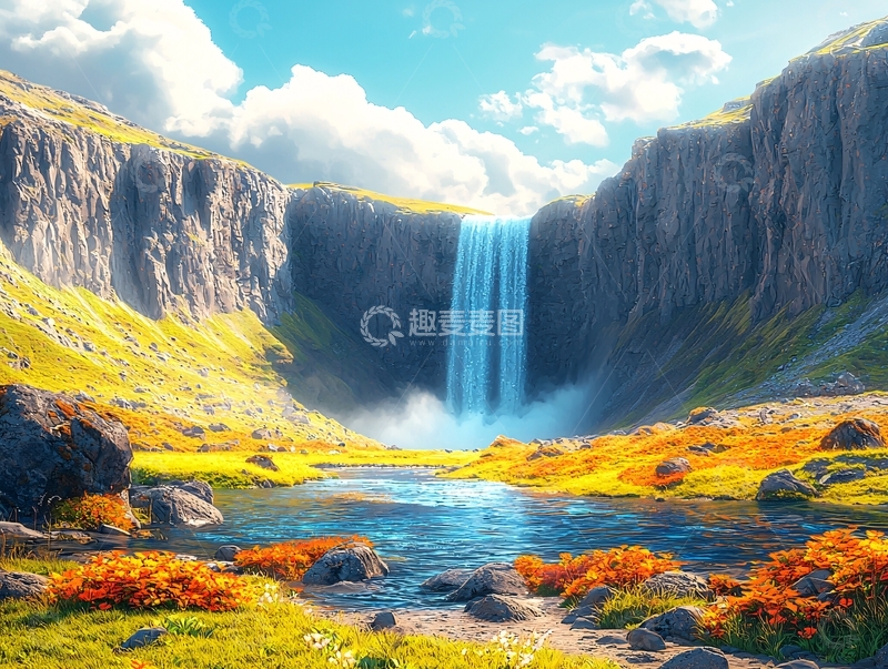 高清大图下载【趣麦麦图】峡谷瀑布12