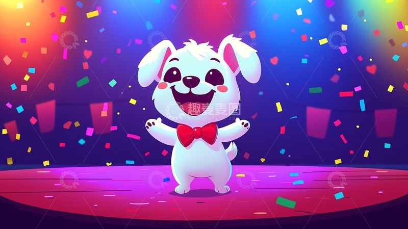 高清大图下载【趣麦麦图】-可爱小狗舞台表演