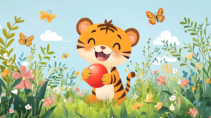 高清大图下载【趣麦麦图】卡通小老虎