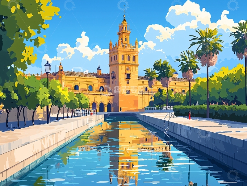 高清大图下载【趣麦麦图】阳光下的西班牙建筑