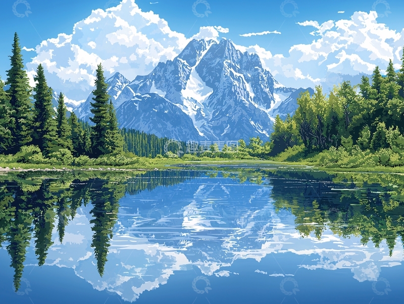 高清大图下载【趣麦麦图】山水倒影风景如画