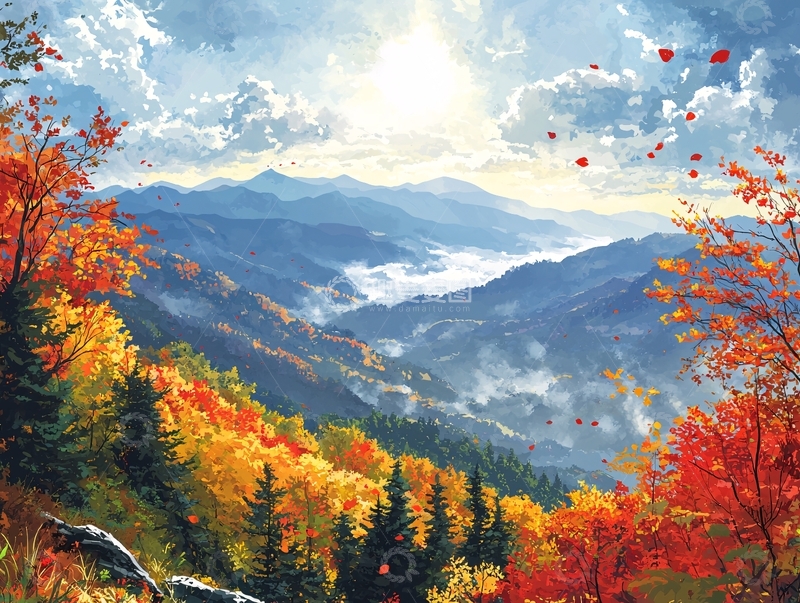 高清大图下载【趣麦麦图】秋日山林风景