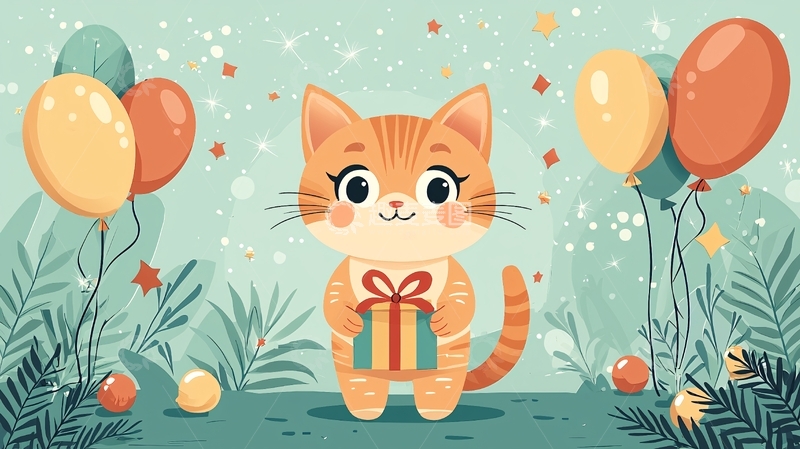 高清大图下载【趣麦麦图】可爱猫咪生日图