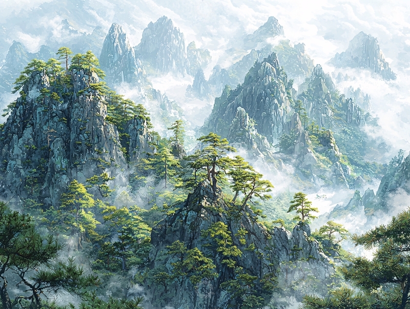 高清大图下载【趣麦麦图】云雾缭绕的奇峰峻岭