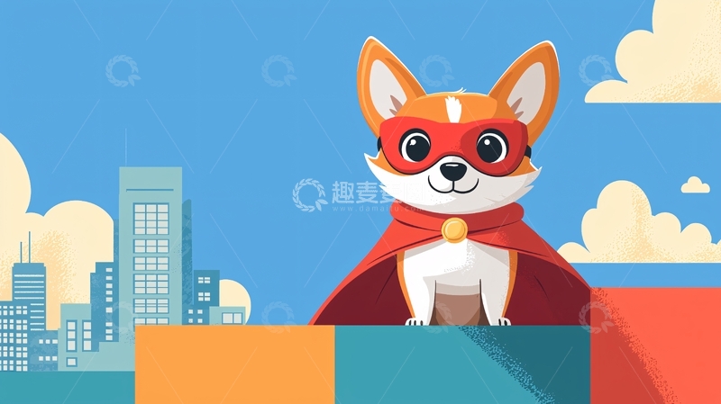 高清大图下载【趣麦麦图】超级英雄柯基犬