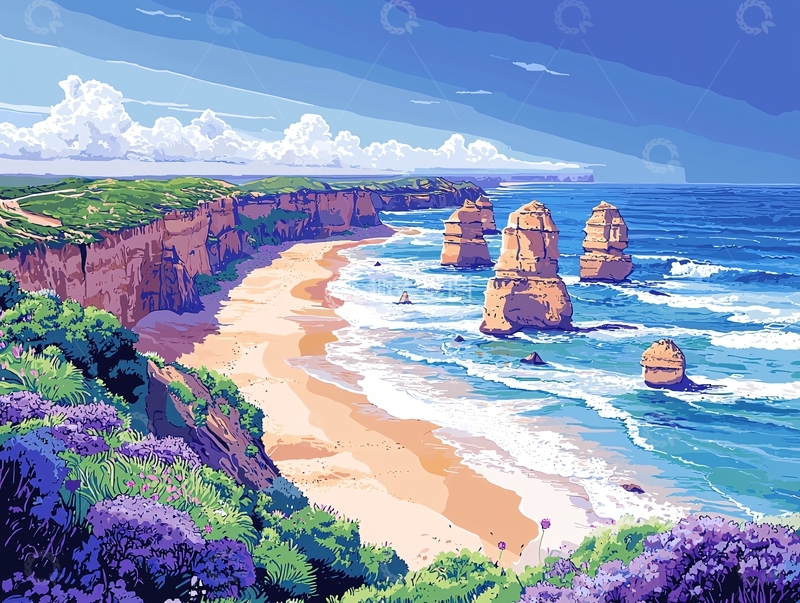 高清大图下载【趣麦麦图】十二门徒海滩风景画