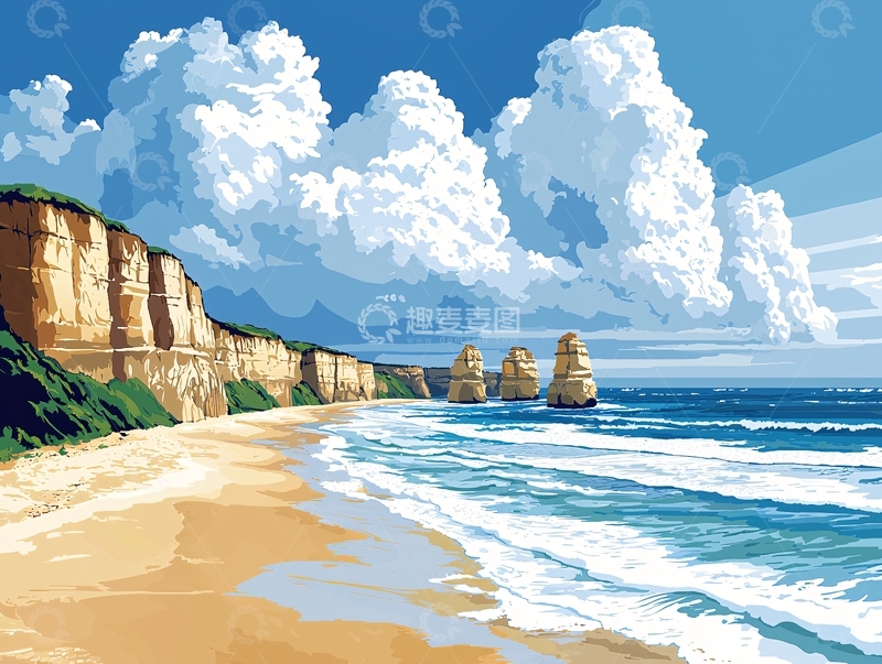 高清大图下载【趣麦麦图】十二门徒海滩风景