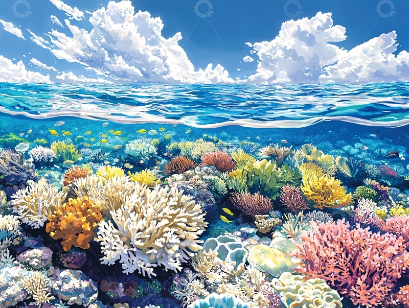 高清大图下载【趣麦麦图】阳光下的珊瑚礁海景