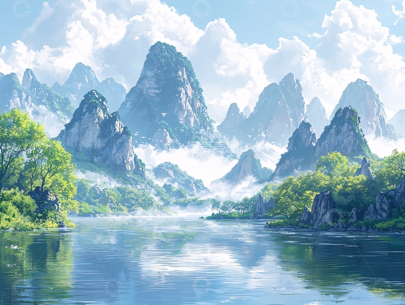 高清大图下载【趣麦麦图】水墨山水画1082