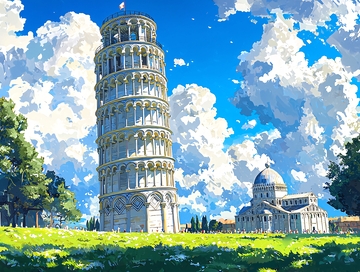 碧空下的比萨斜塔