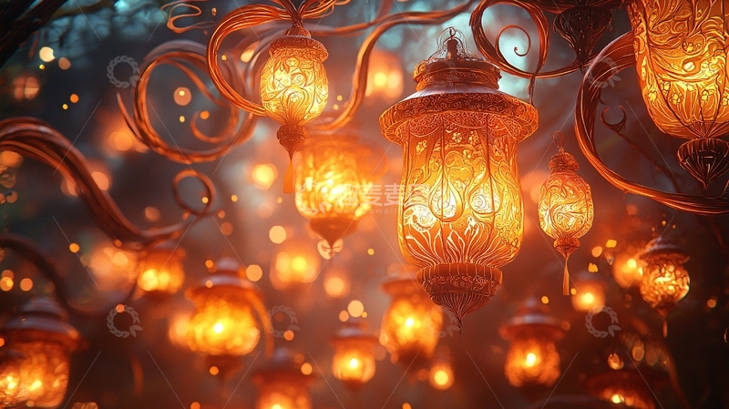 高清大图下载【趣麦麦图】梦幻灯笼森林