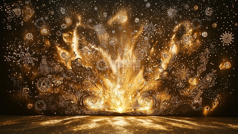 高清大图下载【趣麦麦图】金色火焰雪花