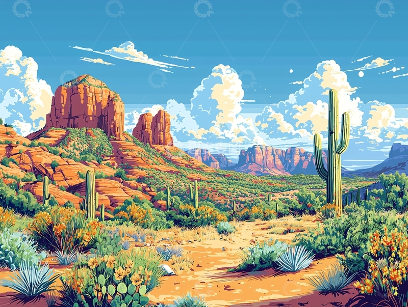 高清大图下载【趣麦麦图】亚利桑那州红色岩石景观