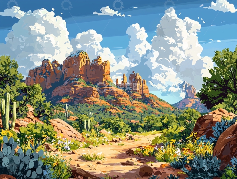 高清大图下载【趣麦麦图】阳光下的红色岩石山脉