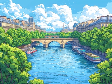 巴黎塞纳河桥梁风景