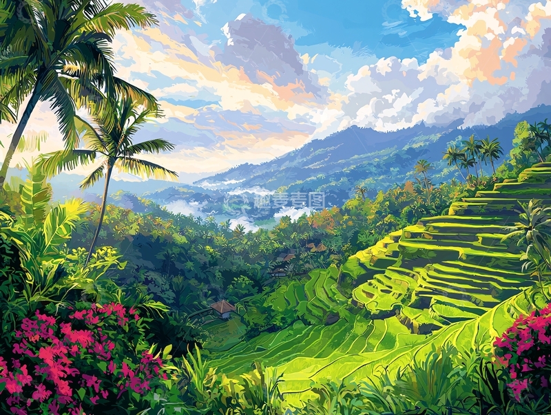 高清大图下载【趣麦麦图】热带梯田风光