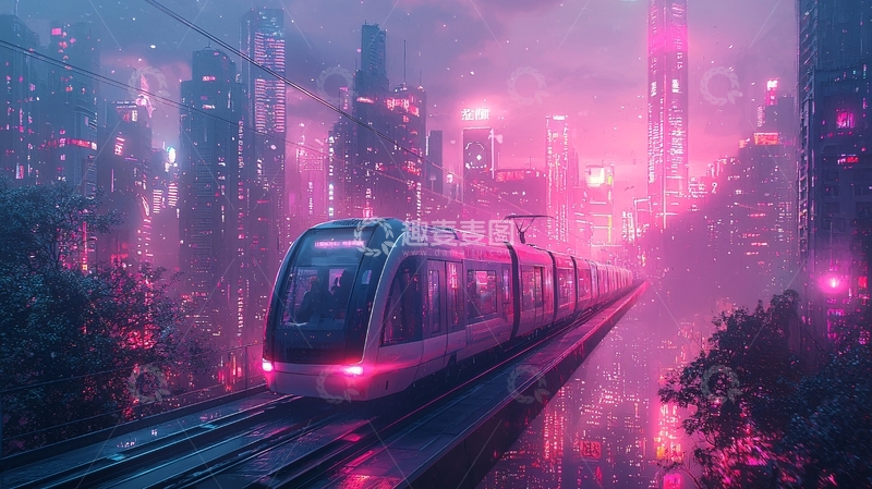 高清大图下载【趣麦麦图】未来都市列车