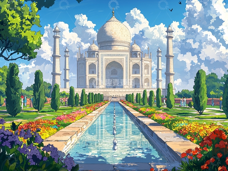 高清大图下载【趣麦麦图】泰姬陵精美插画