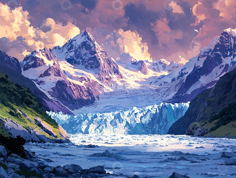 高清大图下载【趣麦麦图】雪山冰川壮丽景色