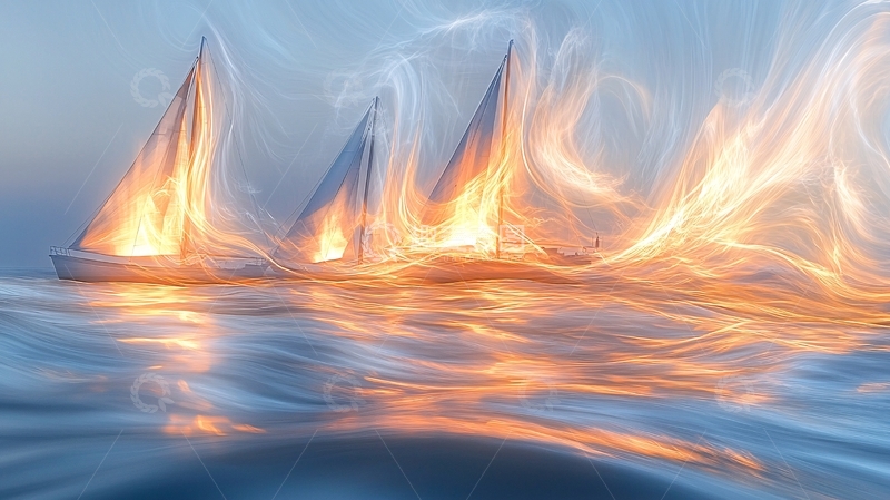 高清大图下载【趣麦麦图】火焰帆船
