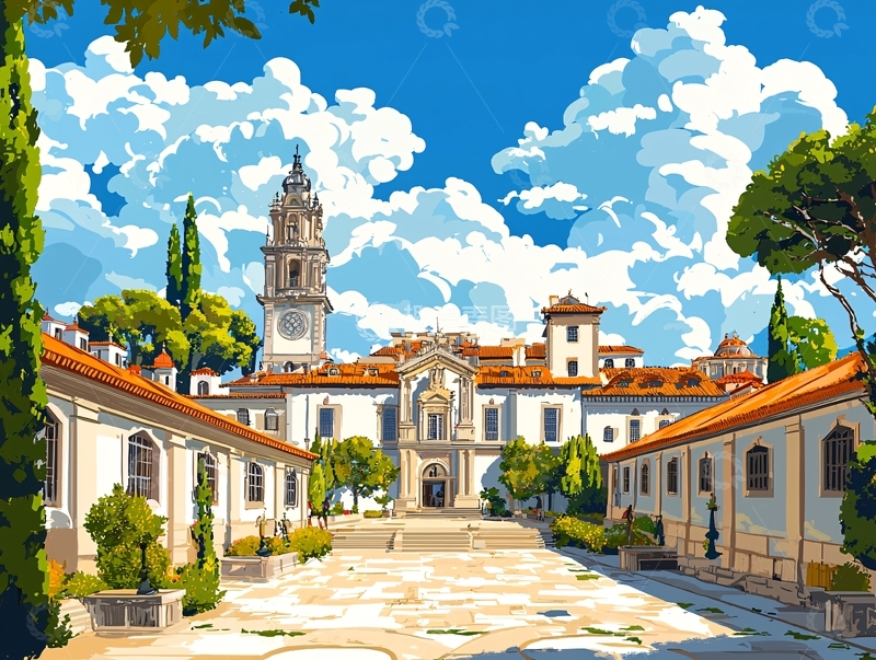 高清大图下载【趣麦麦图】阳光下的地中海风格建筑群