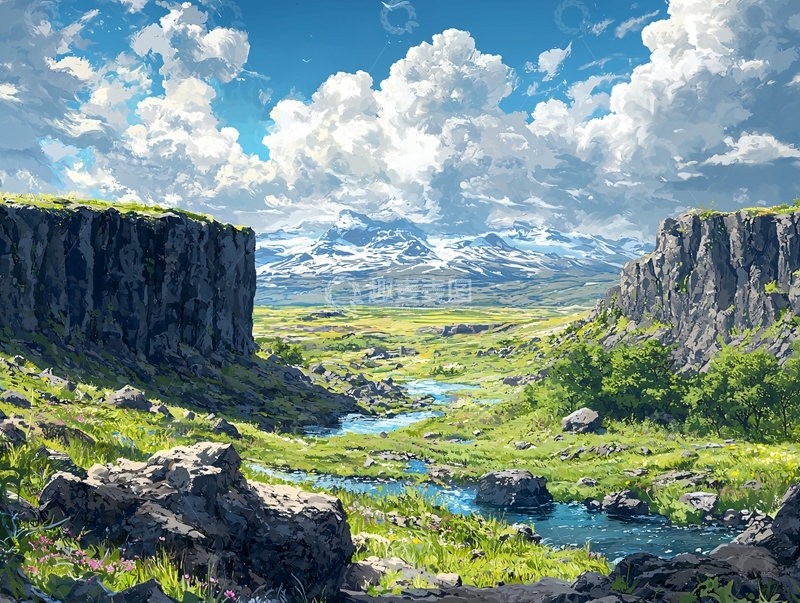 高清大图下载【趣麦麦图】奇幻峡谷河流风景