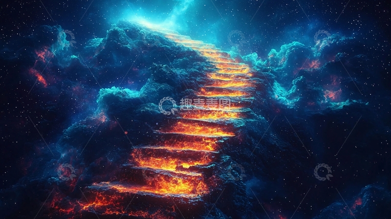 高清大图下载【趣麦麦图】通往宇宙的火焰阶梯