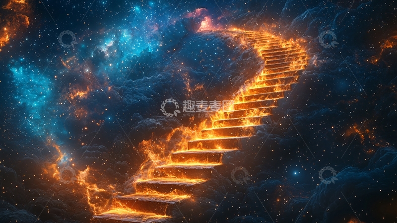 高清大图下载【趣麦麦图】星云火焰阶梯