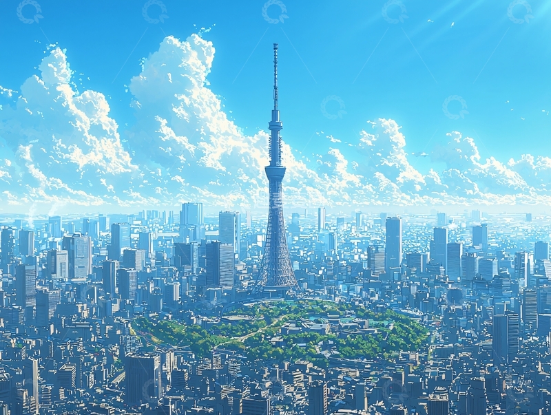 高清大图下载【趣麦麦图】晴空下的东京晴空塔