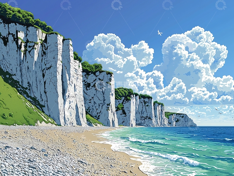 高清大图下载【趣麦麦图】海边白色悬崖峭壁