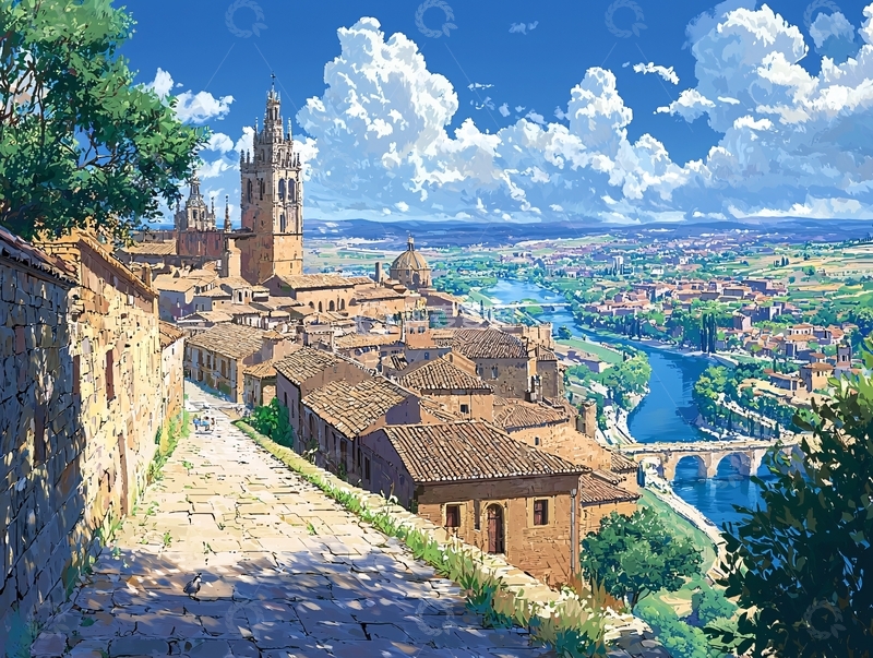 高清大图下载【趣麦麦图】阳光下的欧洲小镇