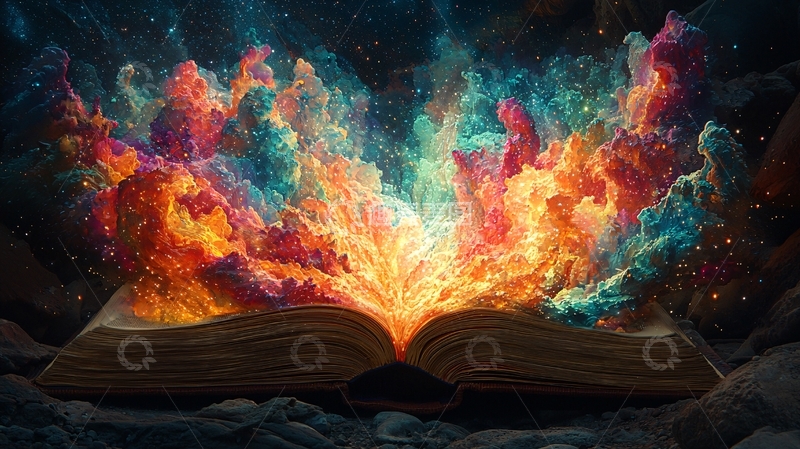 高清大图下载【趣麦麦图】彩色火焰书页