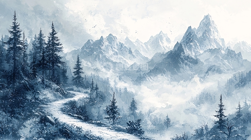 高清大图下载【趣麦麦图】雪山公路