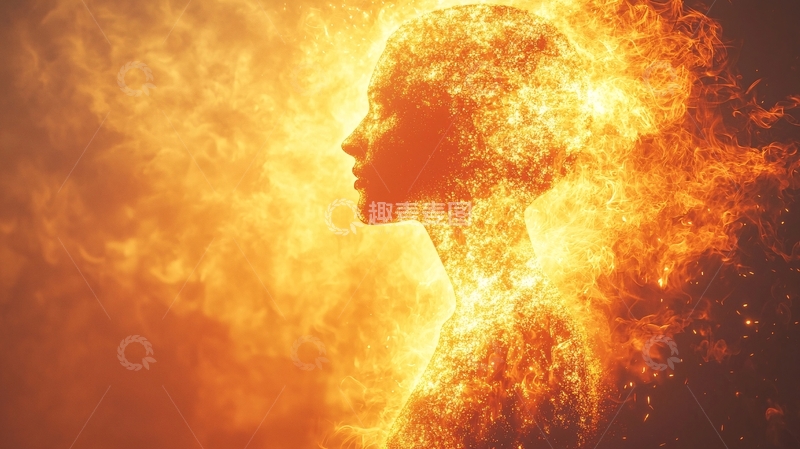 高清大图下载【趣麦麦图】火焰女子侧脸