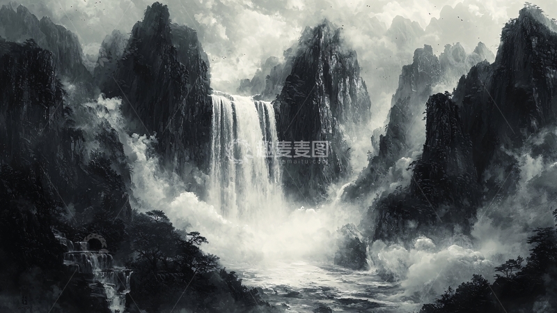 高清大图下载【趣麦麦图】水墨山水画1086