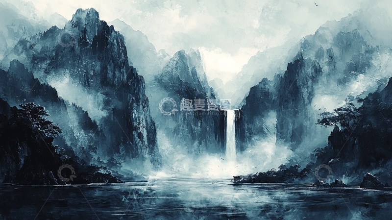 高清大图下载【趣麦麦图】水墨山水画1085