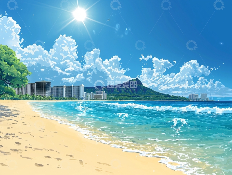 高清大图下载【趣麦麦图】夏日海滩风景图