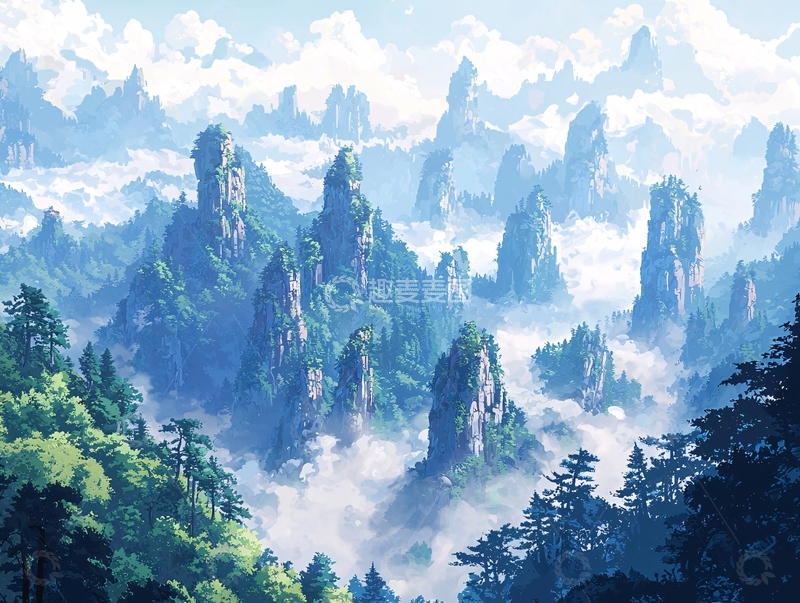 高清大图下载【趣麦麦图】云海仙山16