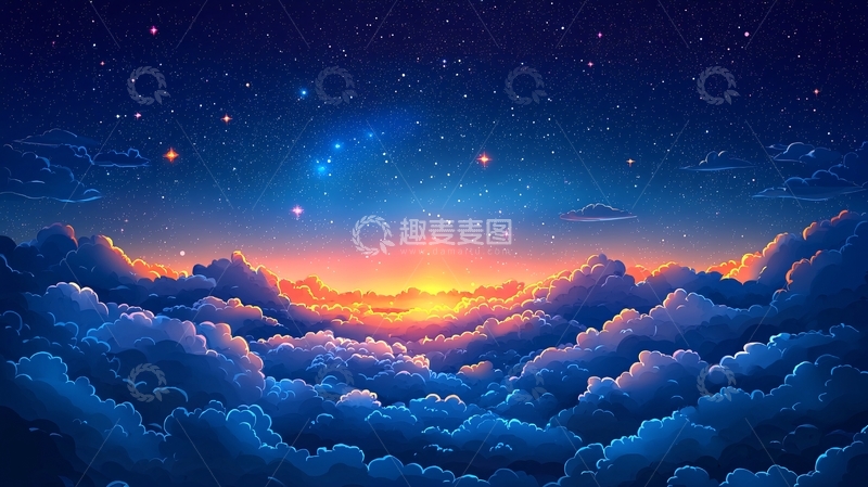 高清大图下载【趣麦麦图】云海日出星空