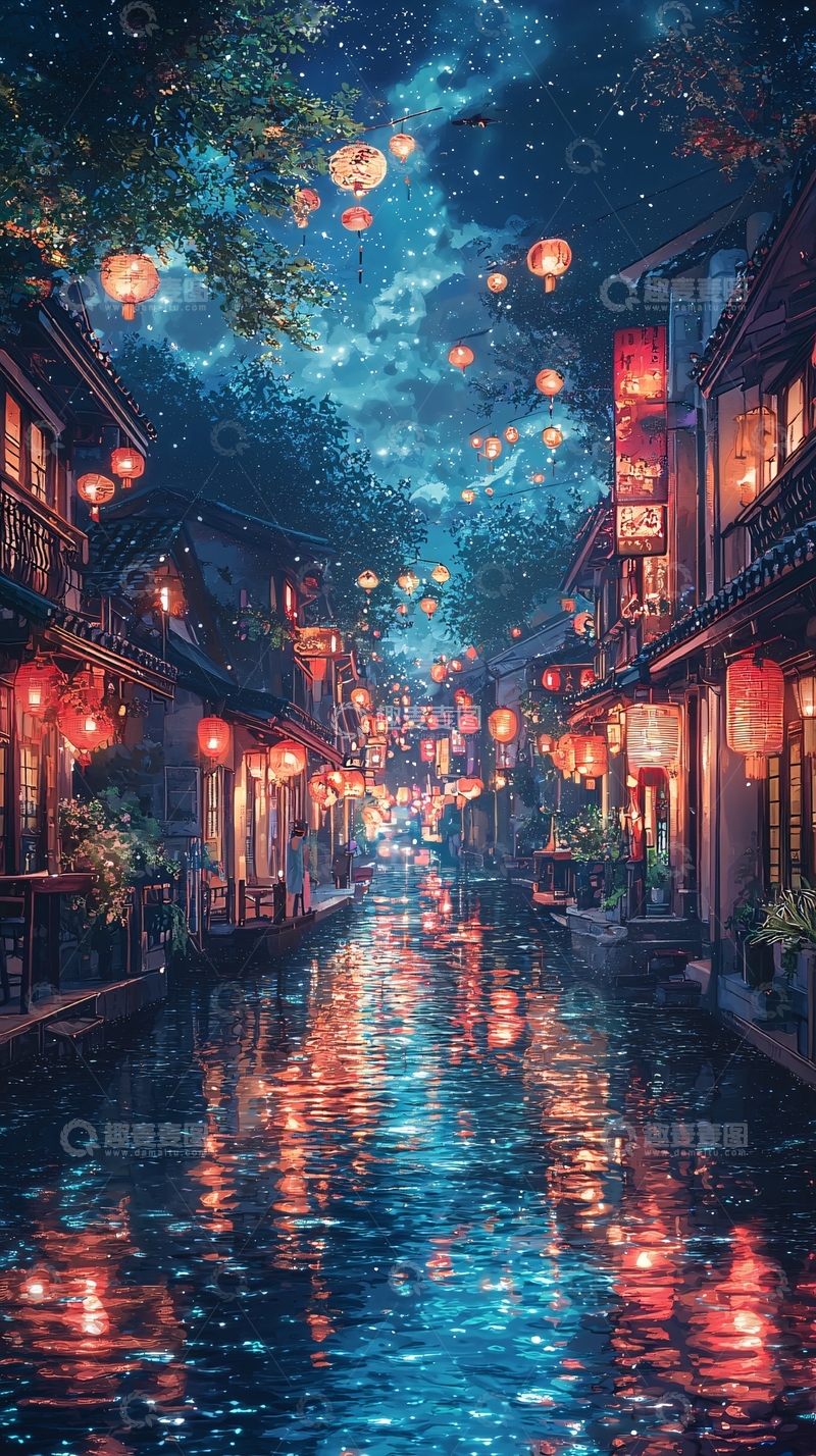 高清大图下载【趣麦麦图】梦幻古风夜景
