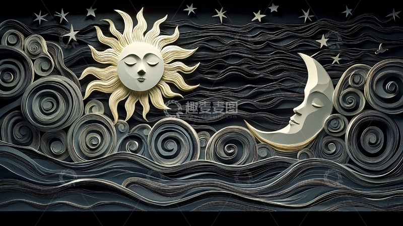 高清大图下载【趣麦麦图】太阳与月亮