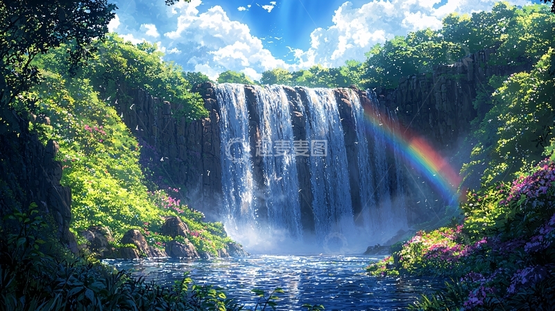 高清大图下载【趣麦麦图】彩虹瀑布