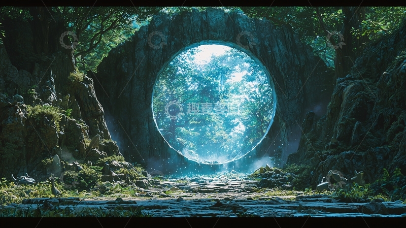 高清大图下载【趣麦麦图】森林圆形光圈