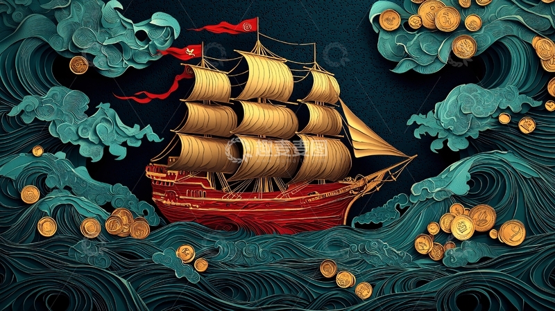 高清大图下载【趣麦麦图】航海时代古船