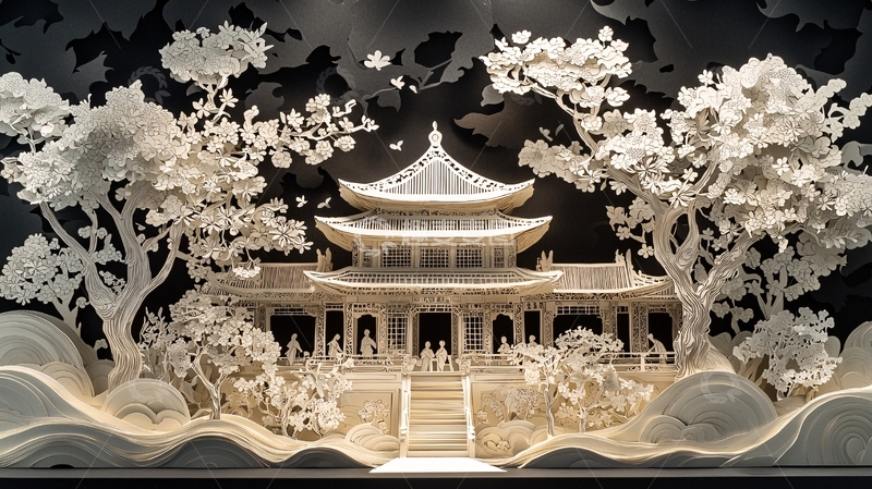 高清大图下载【趣麦麦图】纸雕建筑