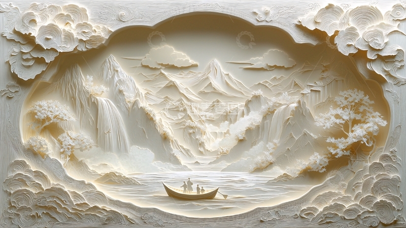 高清大图下载【趣麦麦图】纸雕山水画