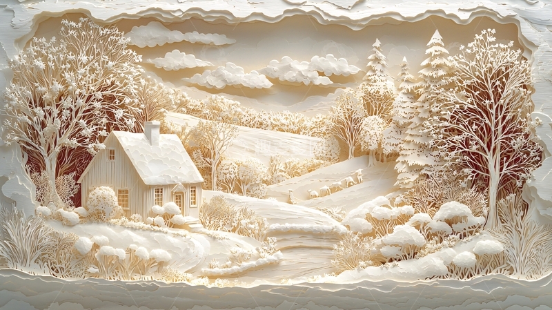 高清大图下载【趣麦麦图】白色小屋田园风光